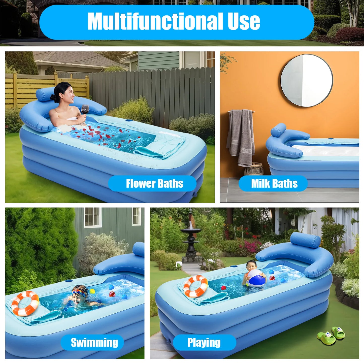 Foldable Inflatable Bathtub and Baby Swim Pool