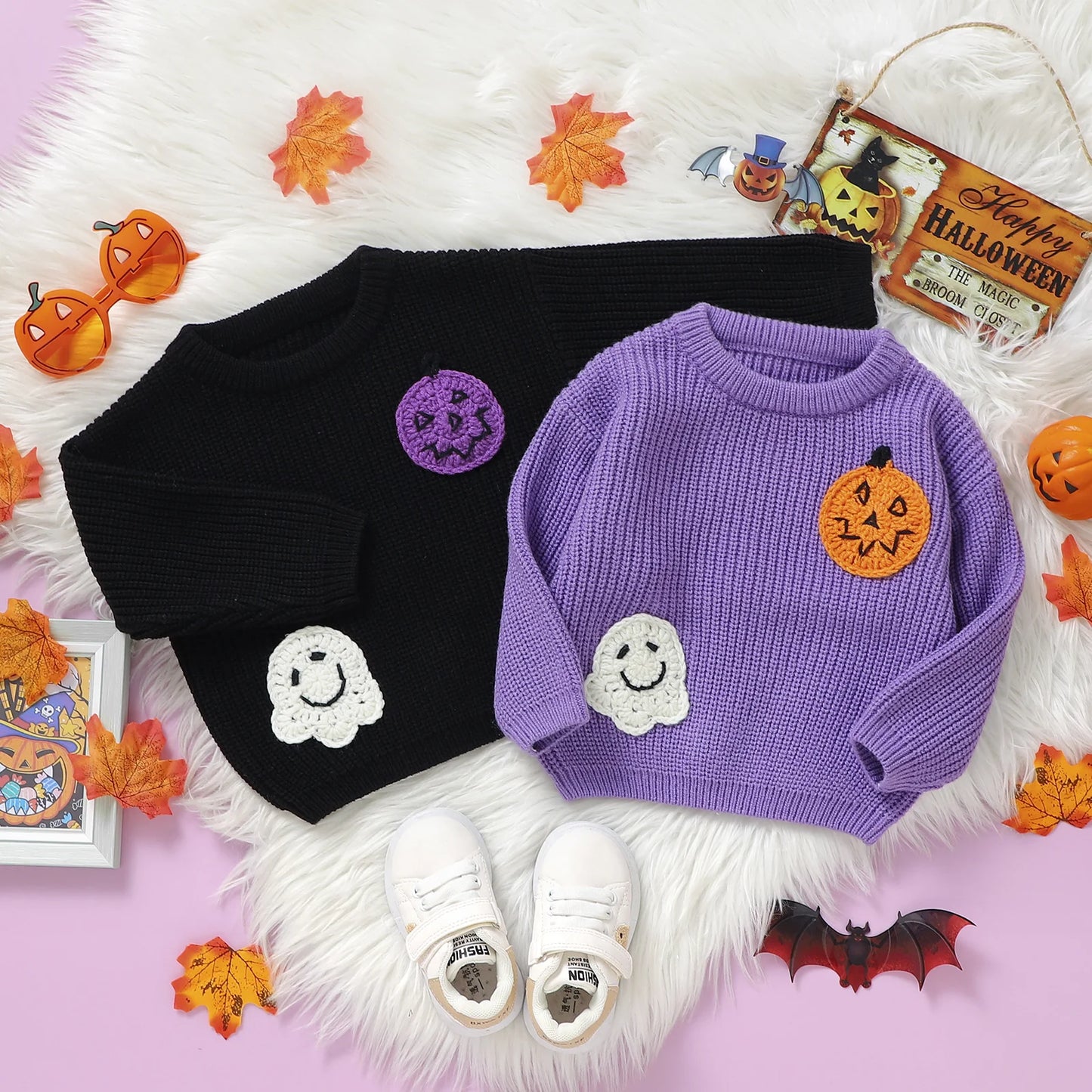 Cute Knit Pumpkin Sweater for Kids