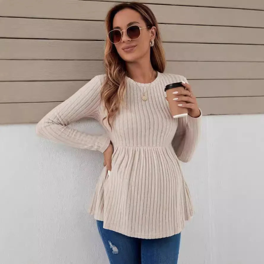 Autumn Casual Knitted Maternity Tops