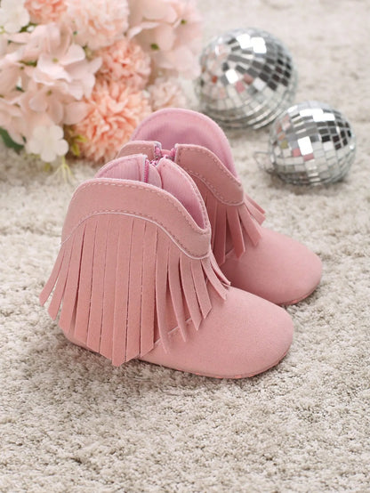 Yibubu Baby Girls' Fringe Trim Western Boots