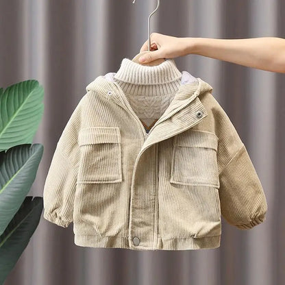 Kids Corduroy Hooded Winter Jacket