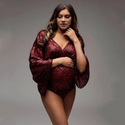 Luxurious Sequined Maternity Photography Bodysuits