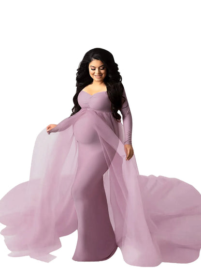 Sepzay Off-Shoulder Maternity Maxi Dress