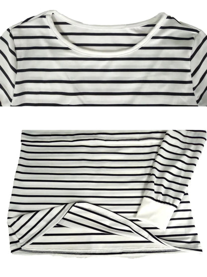 Stylish Striped Maternity Nursing Top