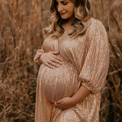 Elegant Vintage Sequin Maternity Dress