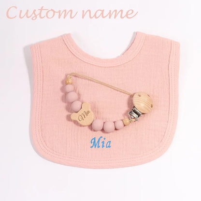 Personalized Baby Bibs & Pacifier Chain Set