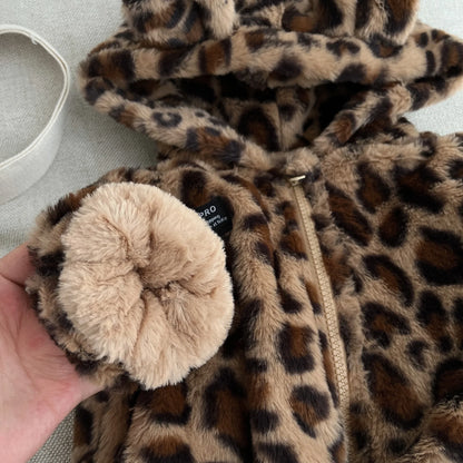 Girls' Leopard Print Plush Jacket