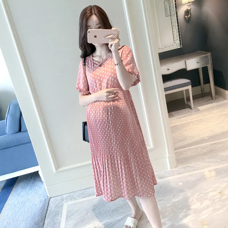 Pregnant Women Summer Petal Collar Dress