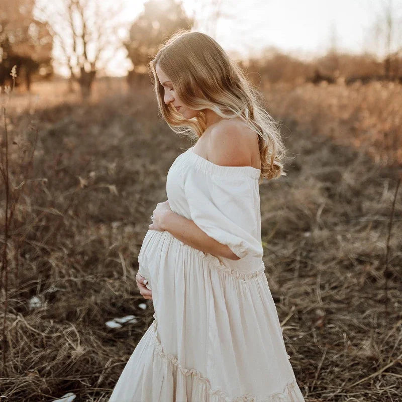 Bohemian Cotton Pregnancy Photo Shoot Dress