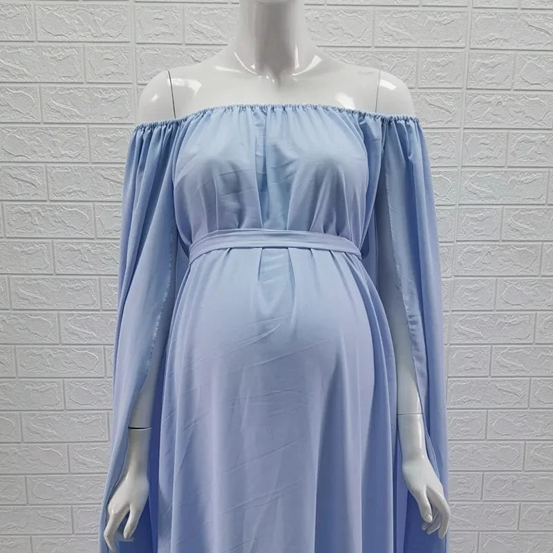 Shoulderless Maternity Long Dress for Baby Showers