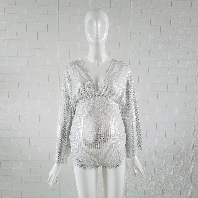 Luxurious Sequined Maternity Photography Bodysuits