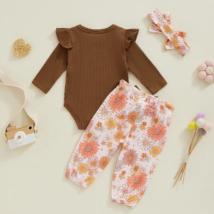 Daisy Print Baby Romper Set