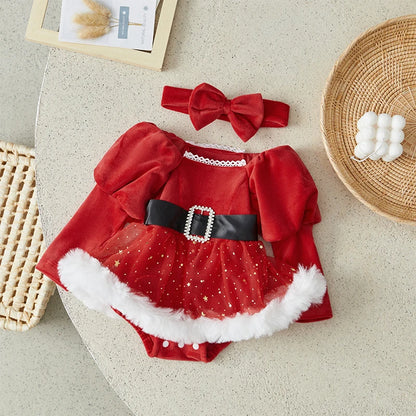 Suefunskry Baby Girls Christmas Romper Dress