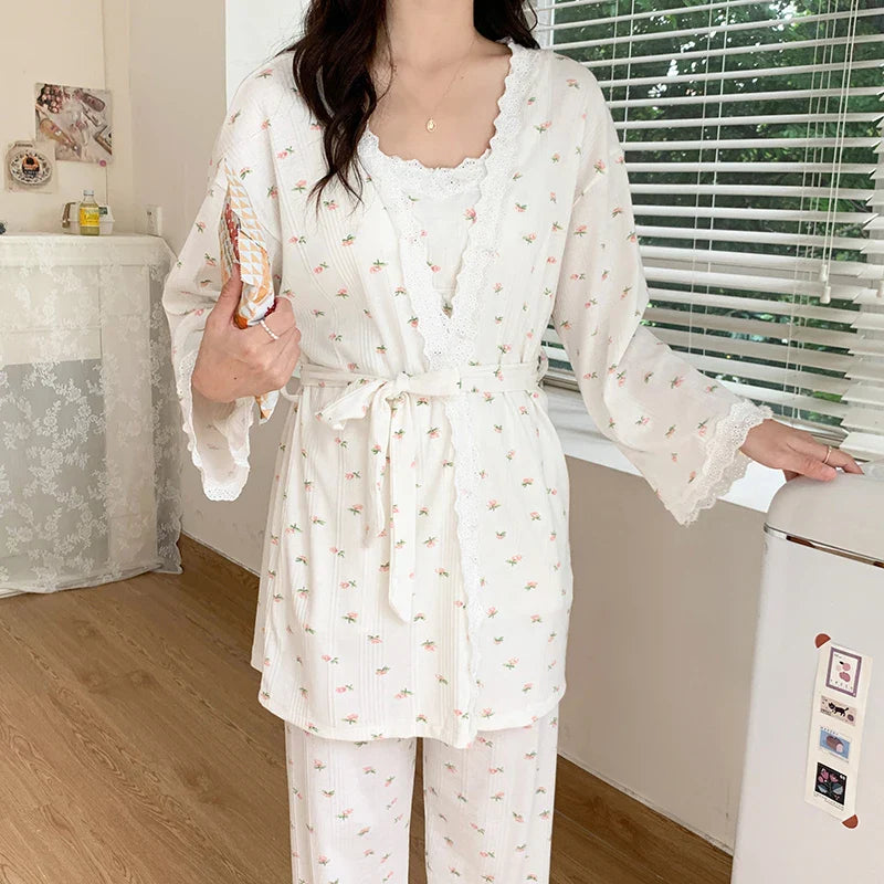 Lace Cotton Maternity Pajama Set