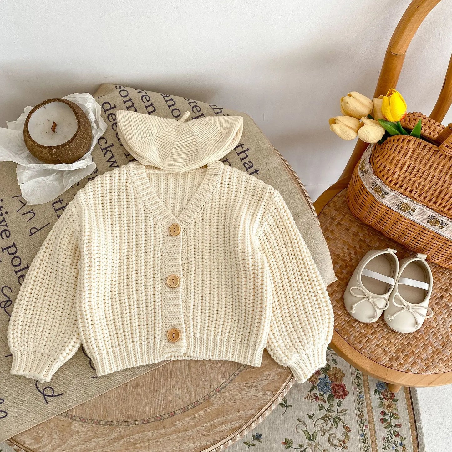 Autumn V-Neck Baby Cardigan