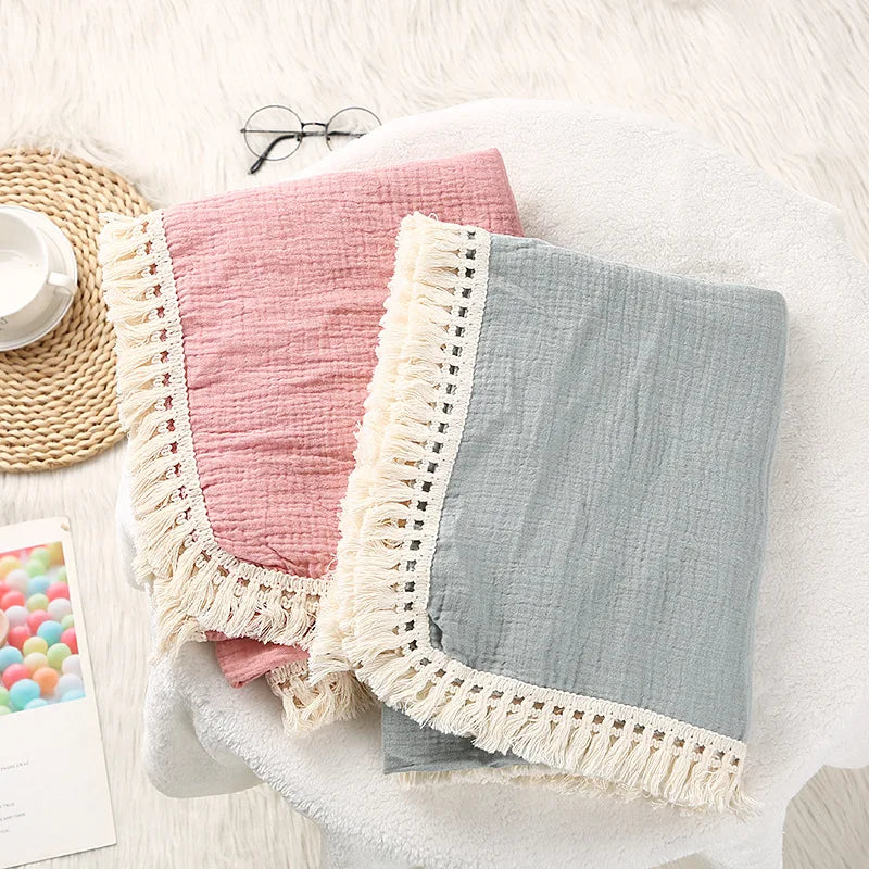 Cute Bear Muslin Squares Cotton Baby Blanket