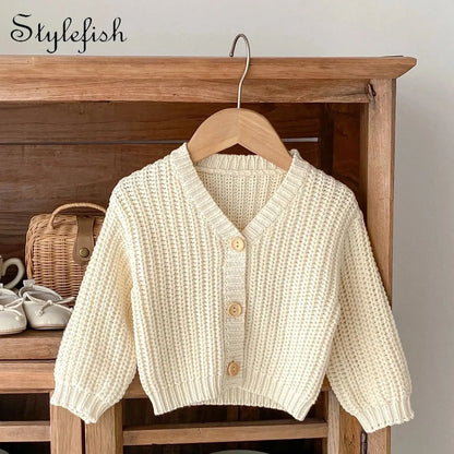 Autumn V-Neck Baby Cardigan