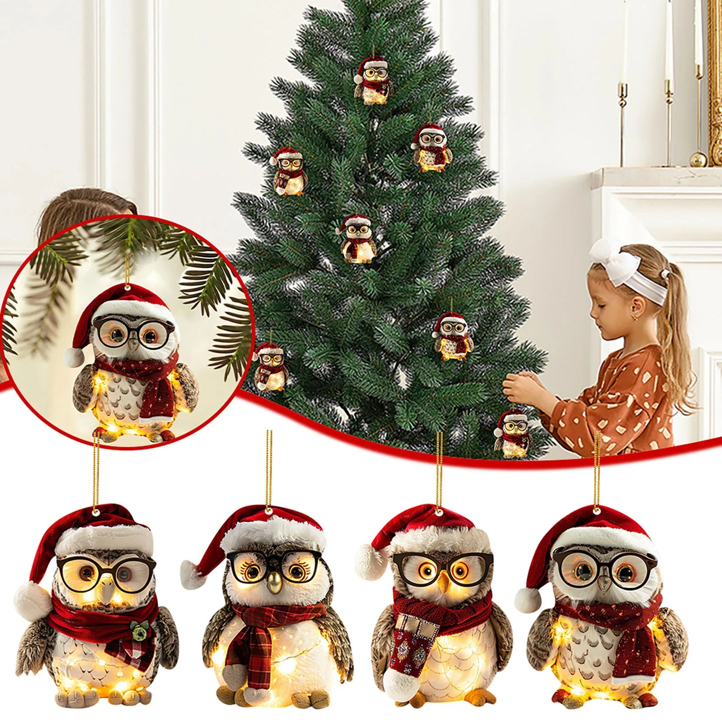 Cute Owl Christmas Tree Hanging Decoration