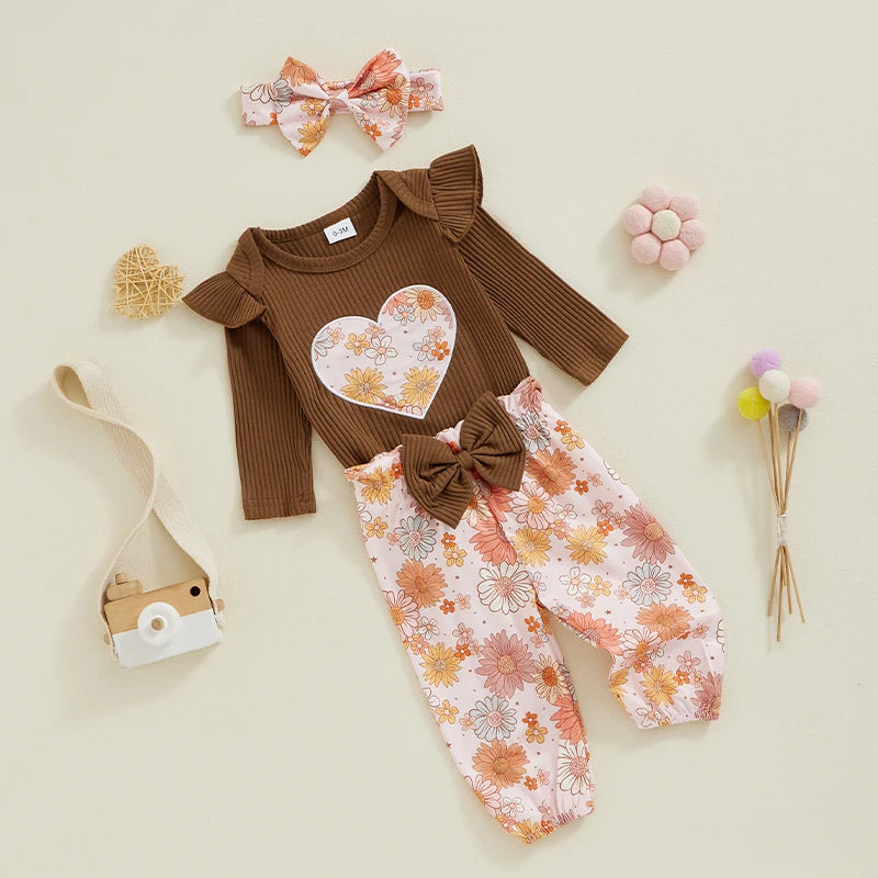 Daisy Print Baby Romper Set