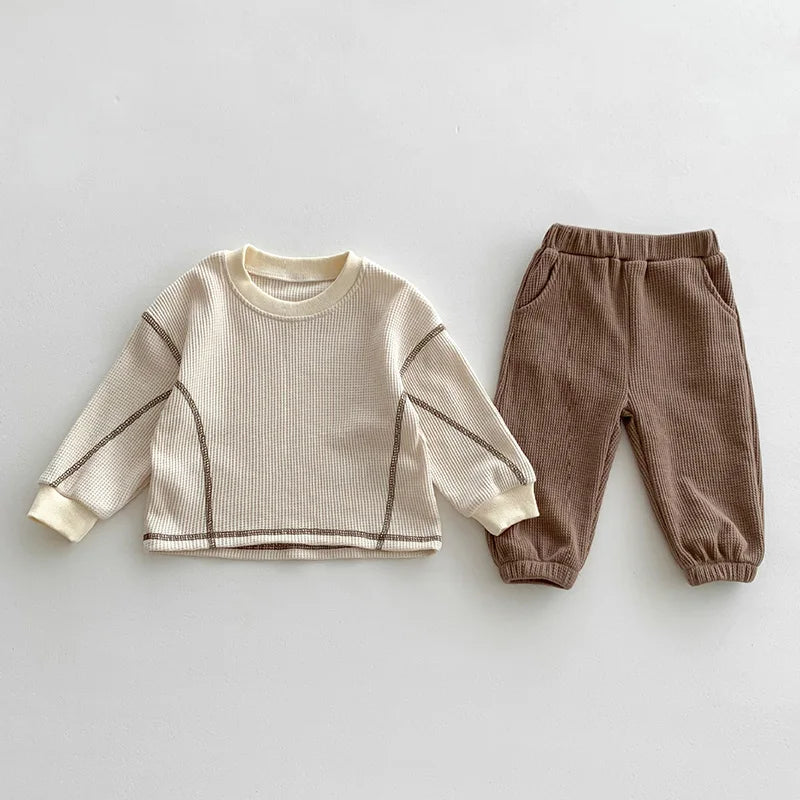 Spring Designer Kids Waffle Outfit Set