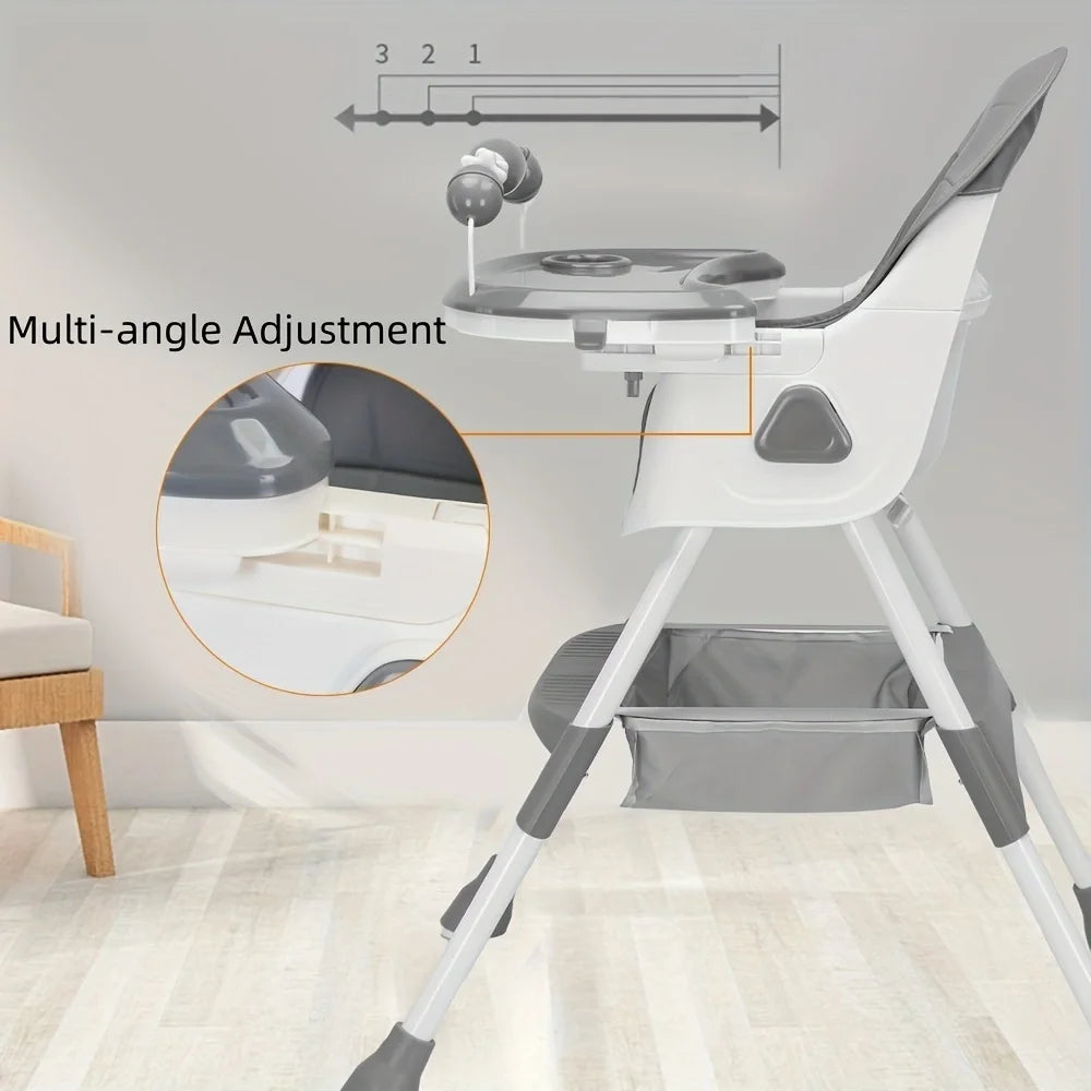 Foldable Baby High Chair with Toy Rack