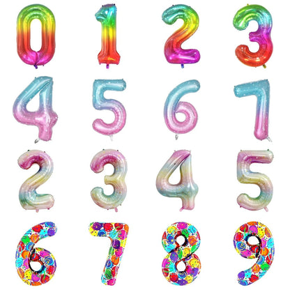 Rainbow Gradient Digital Number Balloon