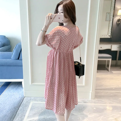 Pregnant Women Summer Petal Collar Dress