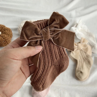 Warm Cotton Baby Socks with Big Bow