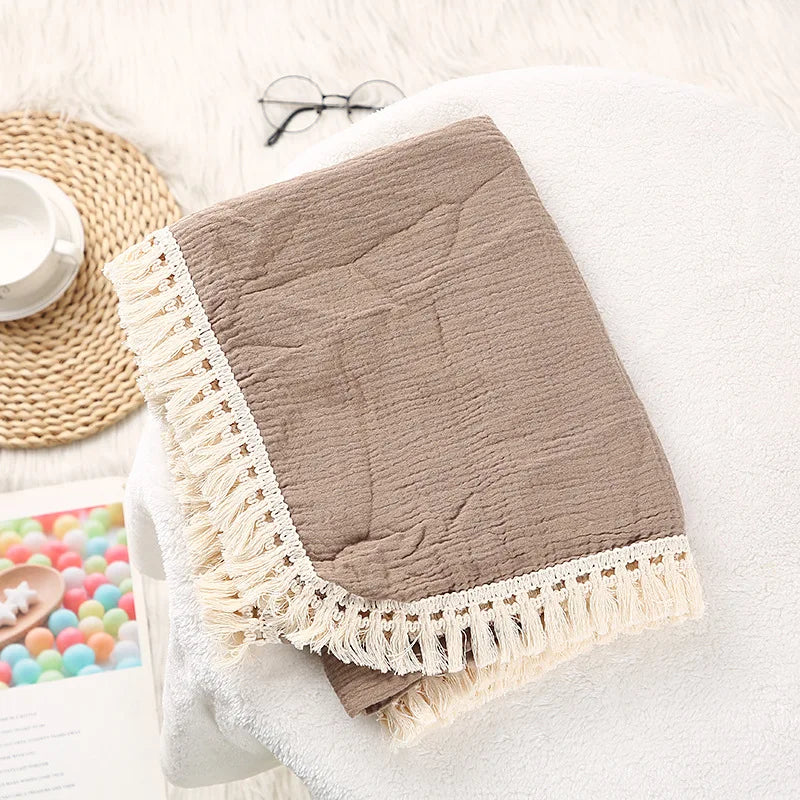 Cute Bear Muslin Squares Cotton Baby Blanket