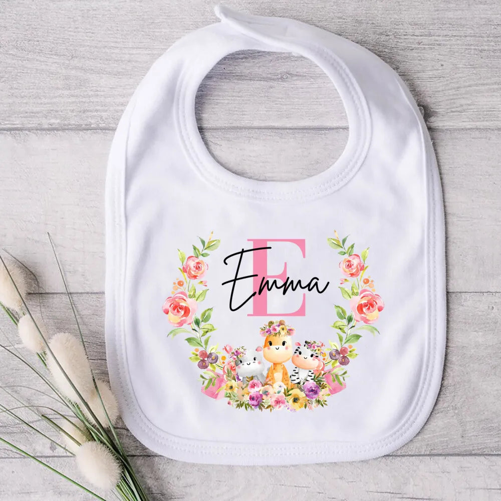 Personalized Safari Animals Baby Bib