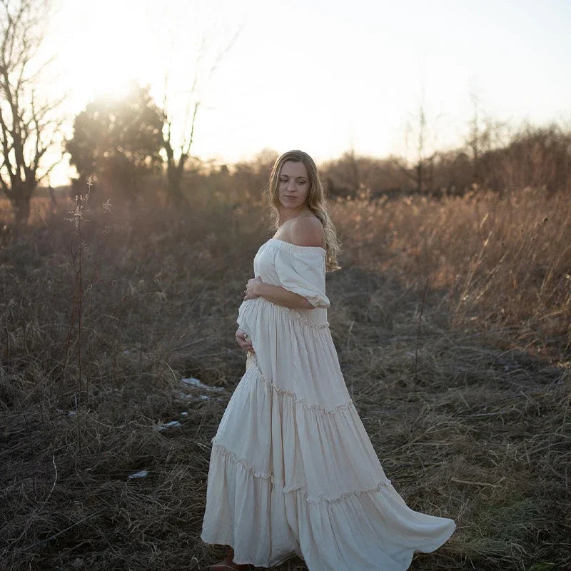 Bohemian Cotton Pregnancy Photo Shoot Dress