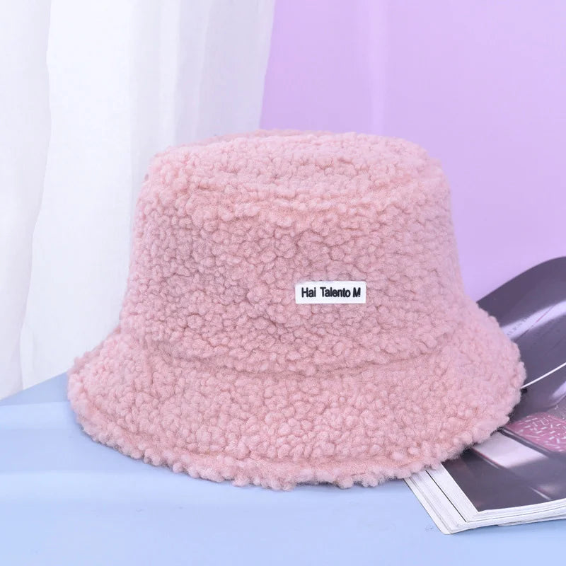 Kid's Winter Warm Lamb Wool Bucket Hat