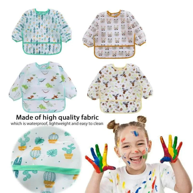 Long Sleeve Bibs Scarf Waterproof Smock Feeding Apron