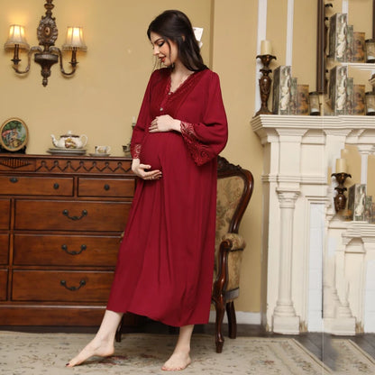 Elegant Maternity V-Neck Sleep Dress