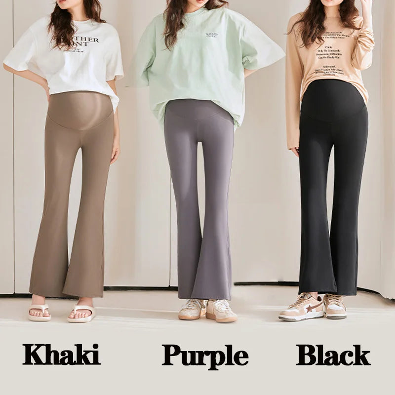 Adjustable Waist Solid Color Maternity Leggings