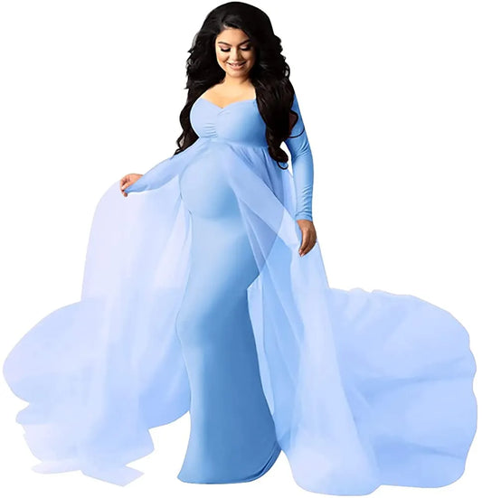 Sepzay Off-Shoulder Maternity Maxi Dress