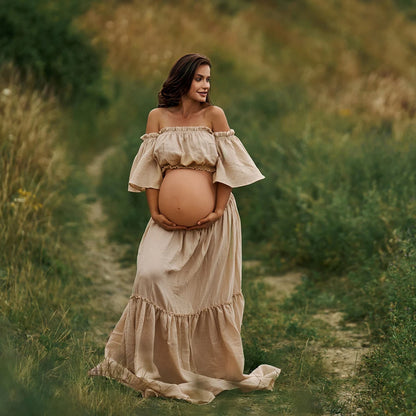 Women’s Boho Linen Cotton Maternity Dress