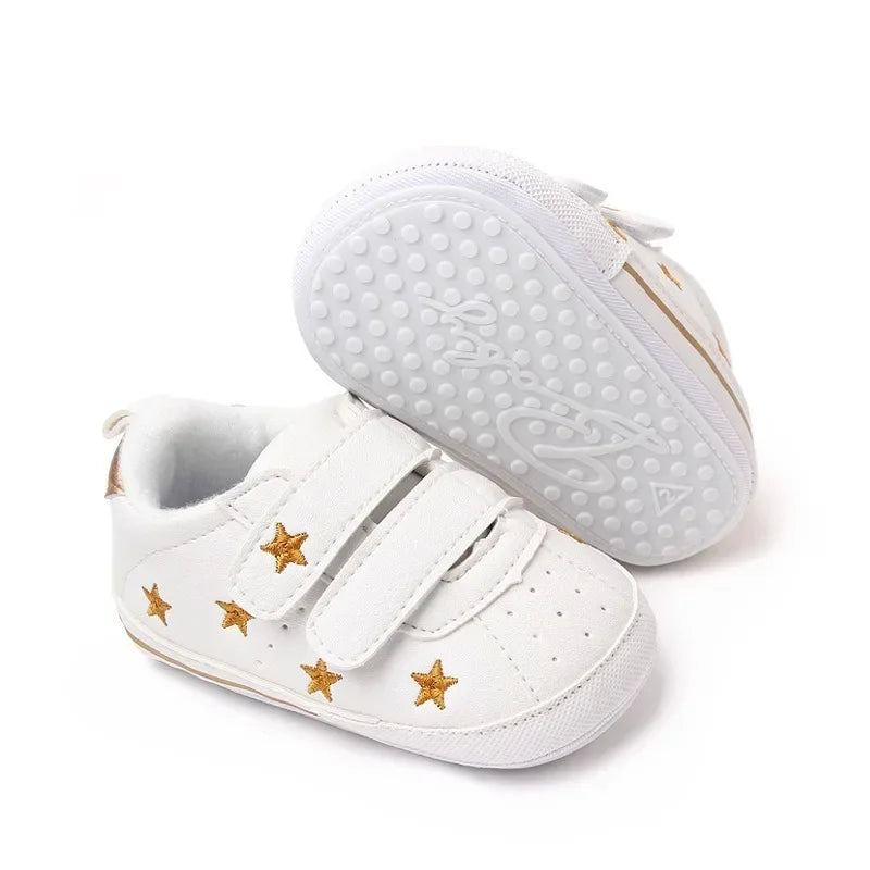 Cute Embroidery Stars and Hearts PU Sneaker