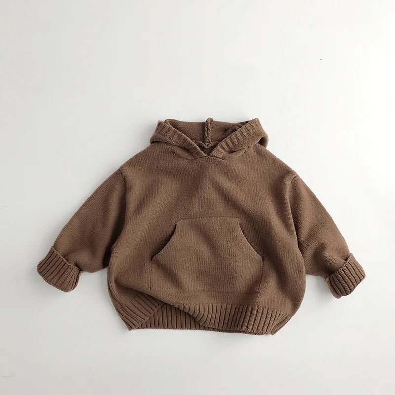 Loose Style Knit Hoodie Sweater for Kids