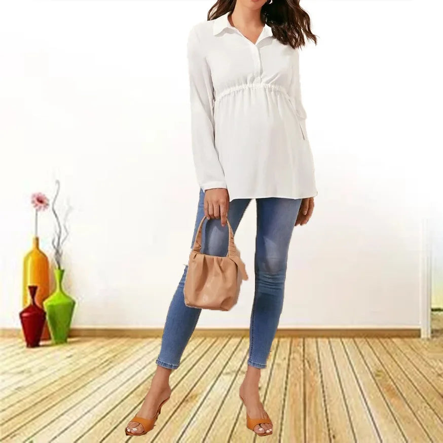 Elegant Long Sleeve Maternity Blouse