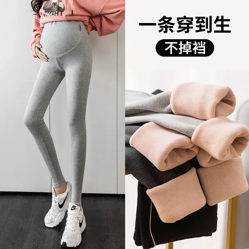 Thick Warm Plus Velvet Maternity Leggings