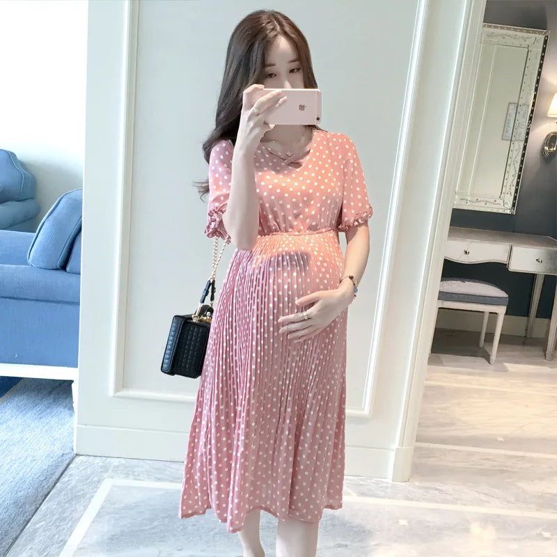 Pregnant Women Summer Petal Collar Dress