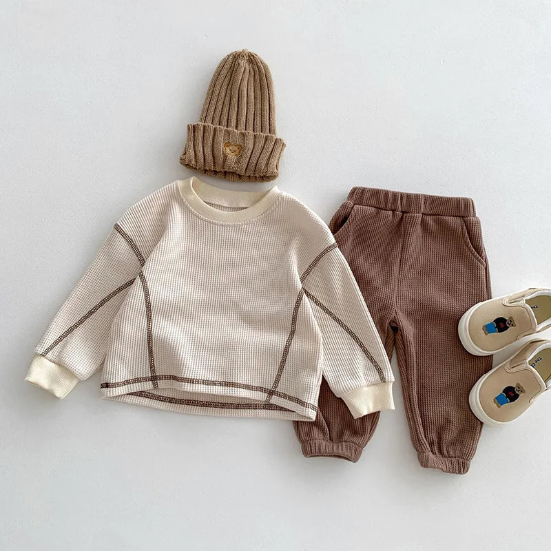 Spring Designer Kids Waffle Outfit Set