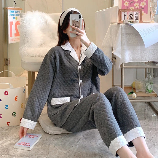 Warm Autumn Winter Maternity Pajama Set