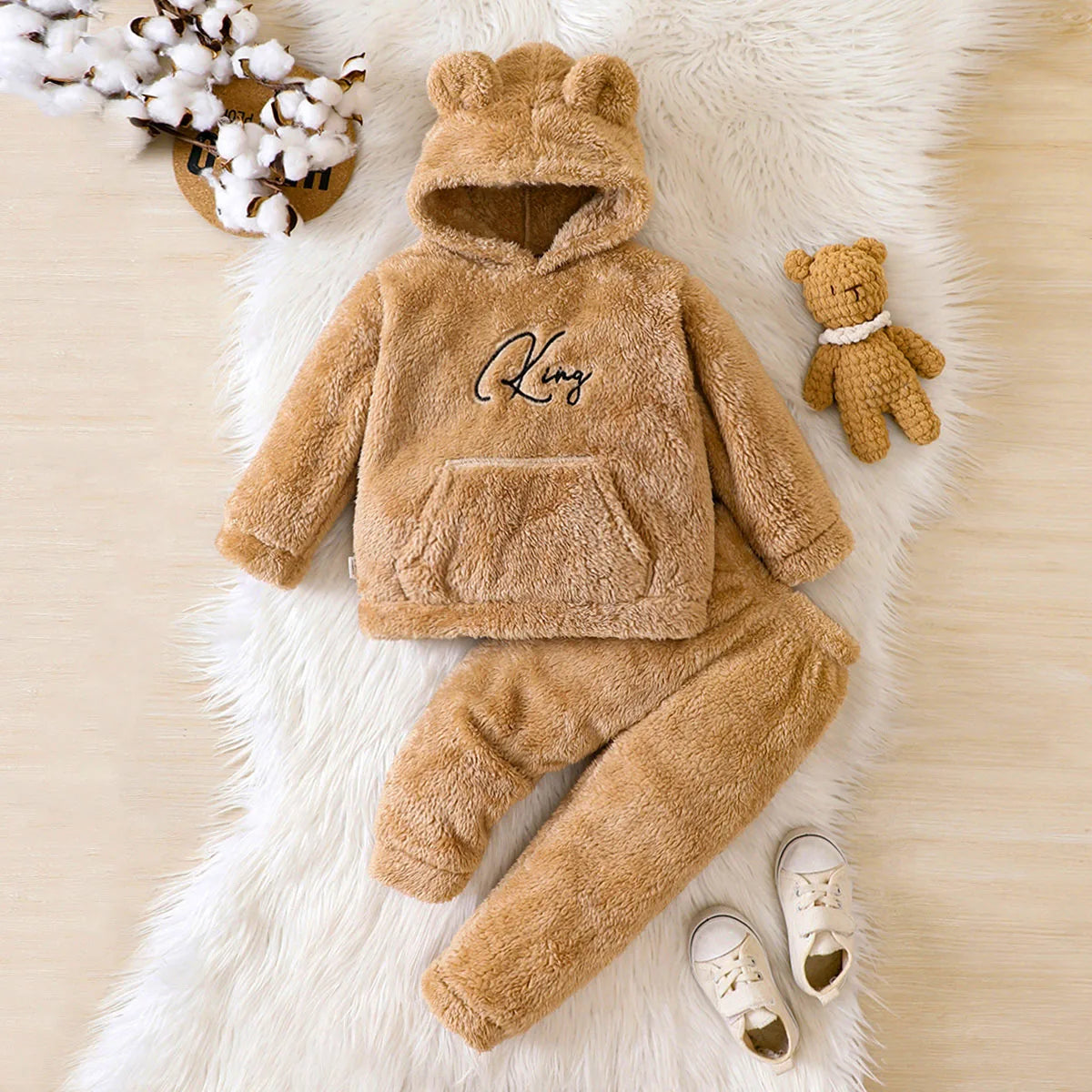 Winter Animal Plush Jumpsuit Set