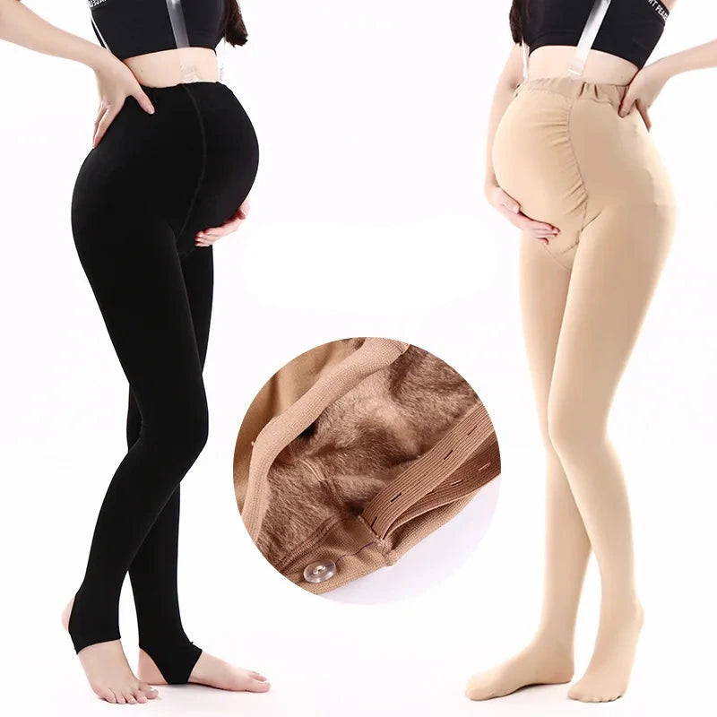 Winter Fleece Lined Maternity Leggings