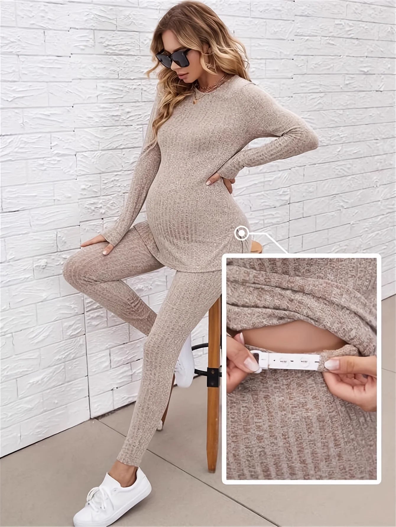 Women's Maternity 2-Piece Solid Set