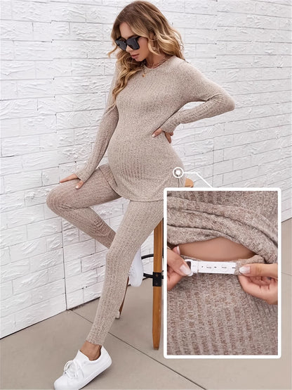 Women's Maternity 2-Piece Solid Set